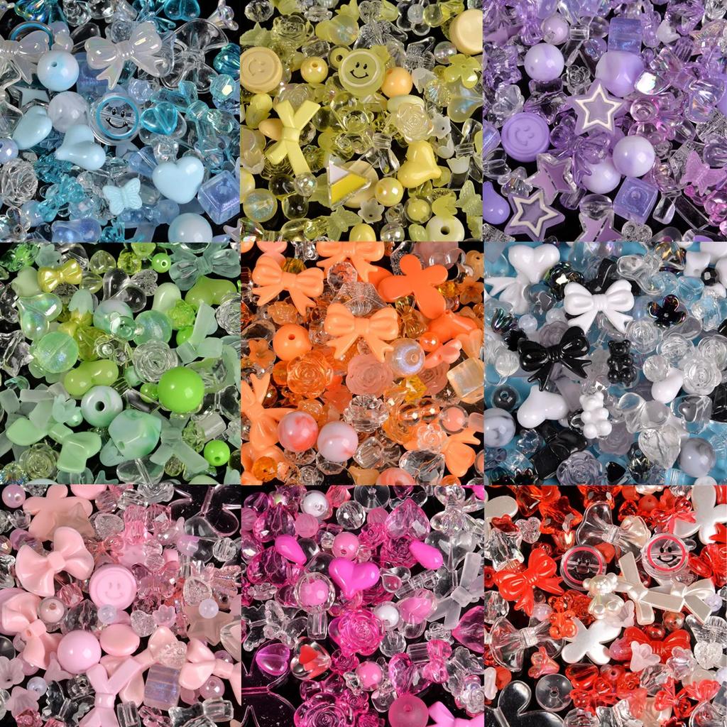 30g/bag Fun Mixing Style Candy Color Transparent Acrylic Beads DIY Handmade Pen Bracelet Jewelry Making Phone Chain Accessories