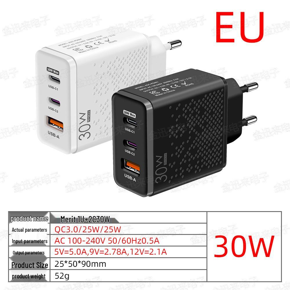 30W Dual-Port Fast Charger Type-C & USB (EU/US)