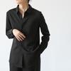 Unique Black Shirt for Women New Early Autumn Top Design Niche Sense Vertical French Stripe Shirt