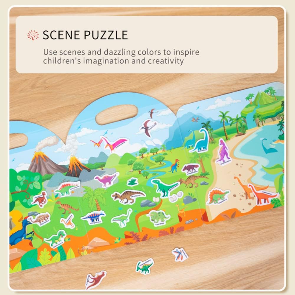 Reusable Stickers, Reusable Static Sticker Books, Sticker Book, Reusable Girls, Gift for Boys or Girls, Children's Educational Toy, Dinosaurs