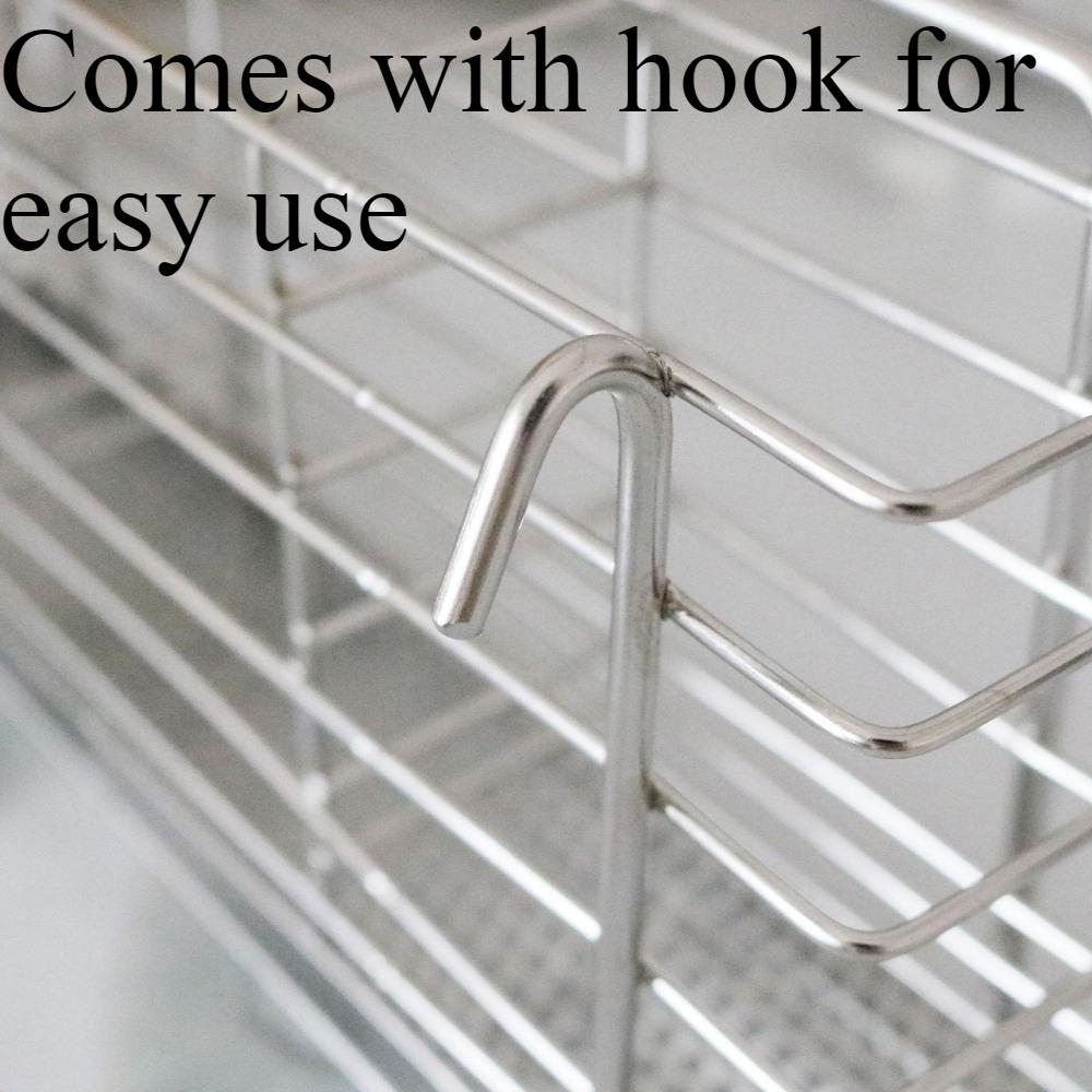 304 Stainless Steel Utensil Holder, Kitchen Utensil Organizer, Knife and Fork Drainage Rack, Kitchen Drainage Basket Accessories, with Hooks
