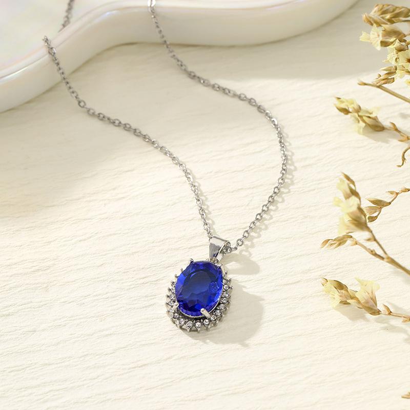 Explosive Oval Zircon Diamond Super Flash Necklace Light Luxury Premium Sense Necklace