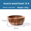 Acacia Wood Salad Bowl, Wooden Creative Rice Bowl, Environmentally Friendly Round Wooden Bowl