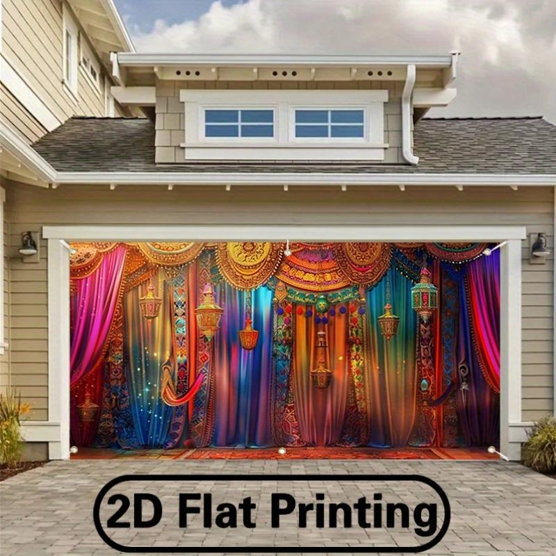 2D Flat Banner, 1 Piece Indian Style 2D Flat Banner for Garage Door and Holiday Decoration