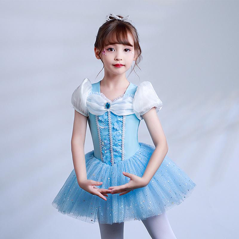 Cinderella Princess Ballet Costume - Girls' Fairy Tale Leotard with Tulle Skirt