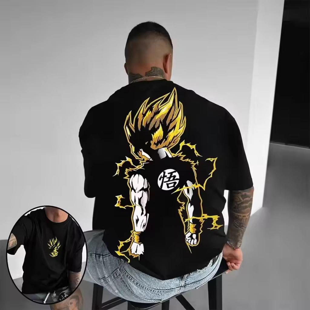Dragon Ball Goku Trend Exploze Pánská Beerus Oversized Potisk Cool High Street Trend Bavlněná Trička Jsou Horká v Létě Y2K