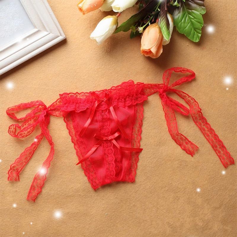 Sexy Lace Thongs Underwear Open-Crotch Low Waist G-String Women'S Panties