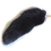 Fosrion Super Huge Fluffy Black Real Fox Tail Fur Halloween Cosplay Toy Handbag Accessory Keychain Ring Hook Fashion 16.5''