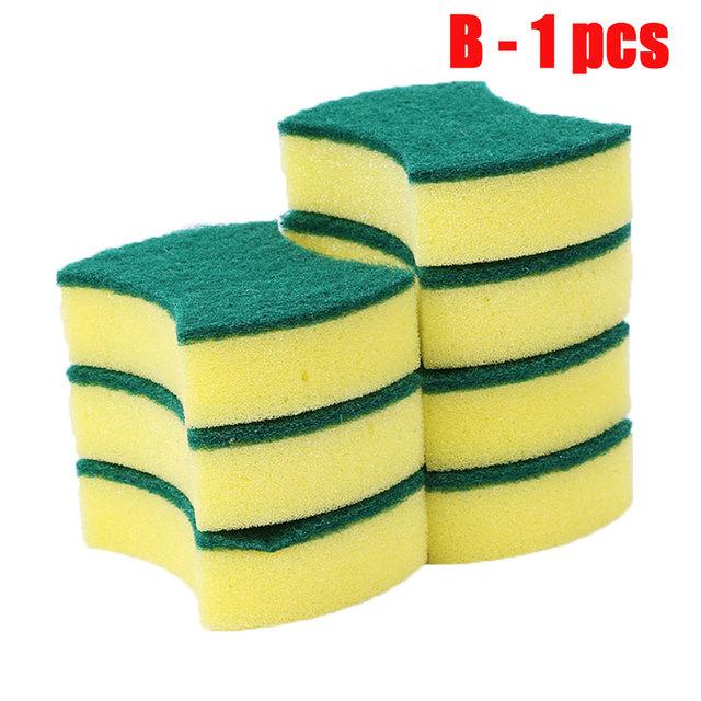 

5/3/1Pcs Dishwashing Sponge Wipe Yellow-green Sponge Double-sided Cleaning Wipe Pot Rust Spot Strong Decontamination Wipe