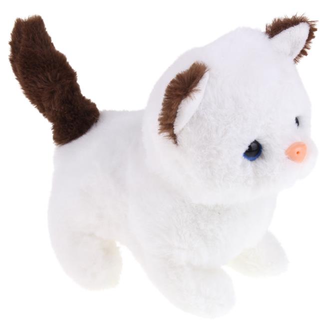 Interactive Kitten with Sound, Walks, Moves Tail - White and Brown