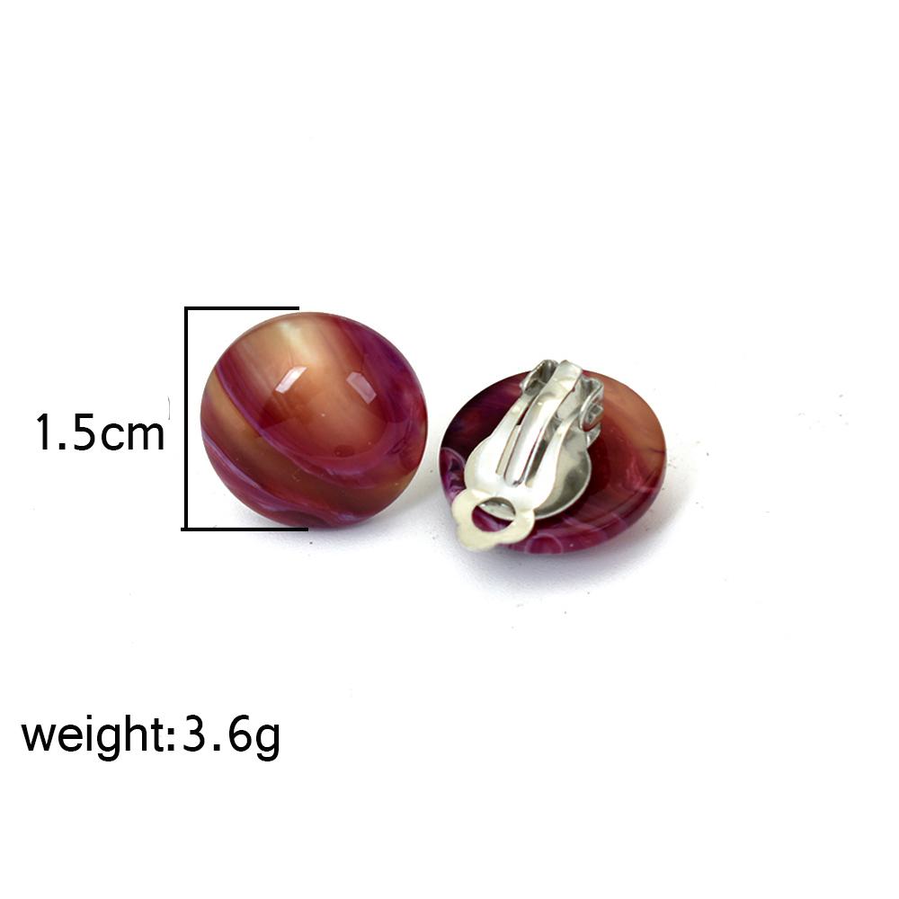Korean Geometric Round Resin Clip On Earrings Without Piercing Women Ear Jewelry Non Pierced Green Red Earcuffs