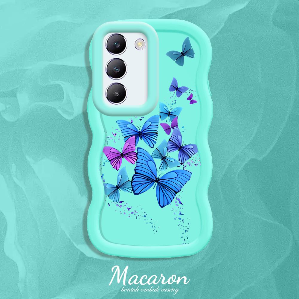 Custodia per telefono in silicone morbido con motivo dipinto Big Wave Edge Macaron, custodia protettiva antiurto in gomma per OnePlus Vivo Motorola Moto