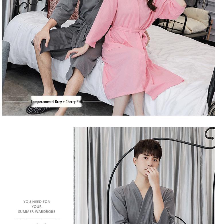 Japanese Style Thin Yukata Pajamas for Spring & Summer - Unisex Plus Size Bathrobe for Women & Men, 200 Jin Beauty Salon, Autumn Pajamas.