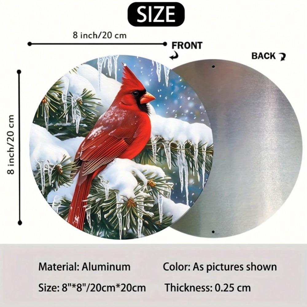 Vintage Tin Cardinal Berry Wreath Sign Round Christmas Thanksgiving Holiday Home Wall Decor