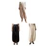 Women Satin Bloomers, High Waist Wide Leg Trousers, Pure Color Loose Fit Flowing Pants for Office Date Night Casual Daywear