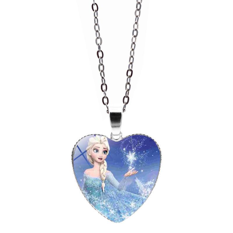 Collana Principessa Disney Frozen Bambini Anime Figure Principessa Elsa Anna Ciondolo Amore Gioielli Accessori Regalo Compleanno Bambini