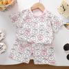 Cartoon Dinosaur Kids Summer Short Sleeve Set With Breathable Cotton For Toddler Boys And Girls