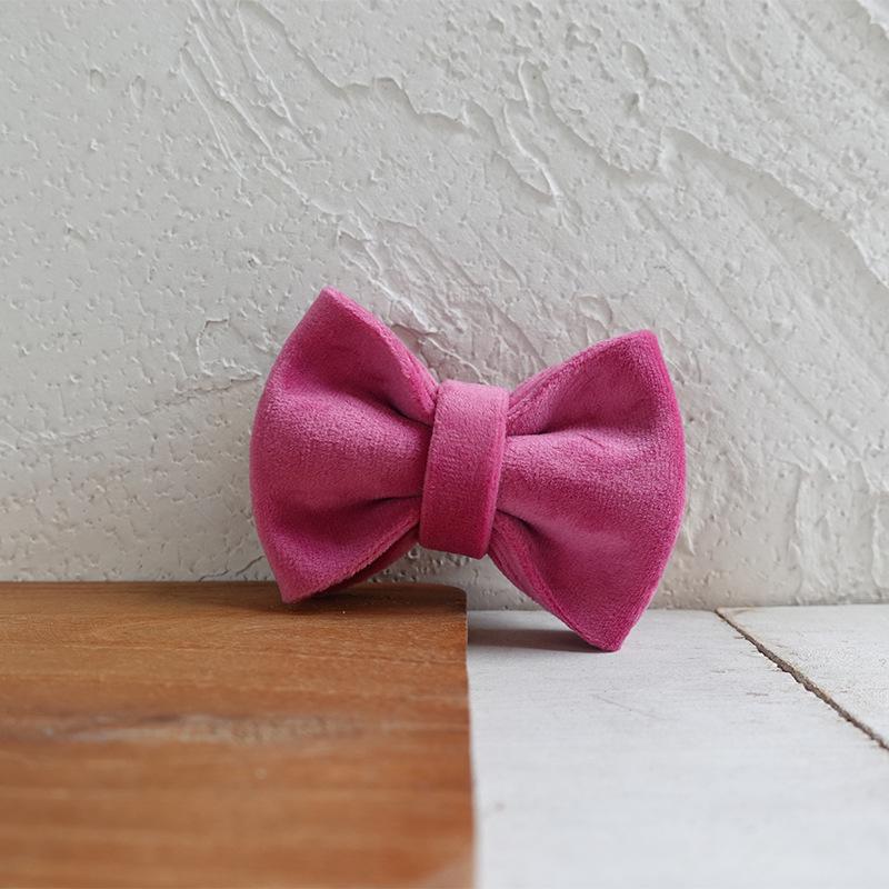 Pink Velvet Pet Cat Collar with Light Gold Aluminum Alloy Buckle - UCC-146J