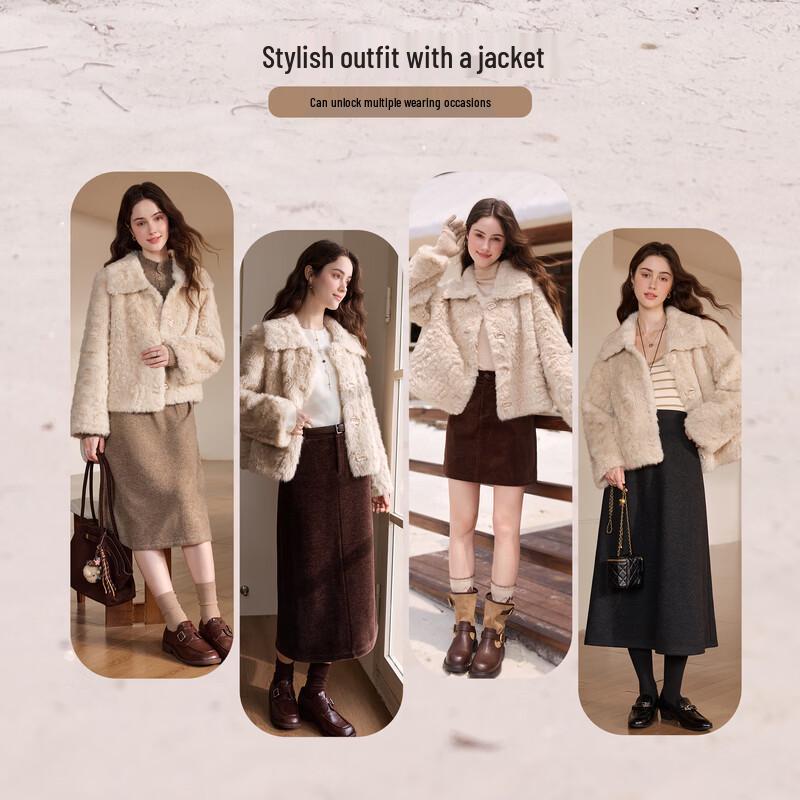 betu Women's Winter Faux Fur Lapel Short Coat