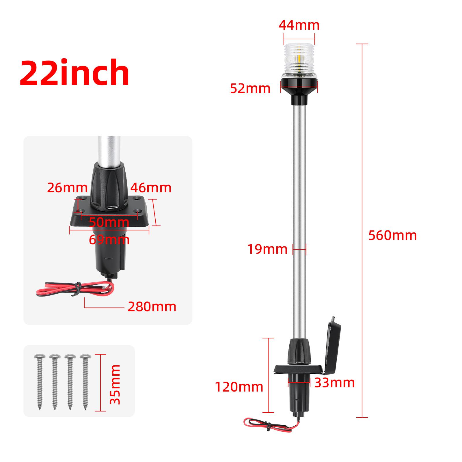 Circular/polygonal fixed type Stern Light Anchor Lamp 22 Inches LED Marine Boat Lights With socket for Yacht Marine Anchor Round style
