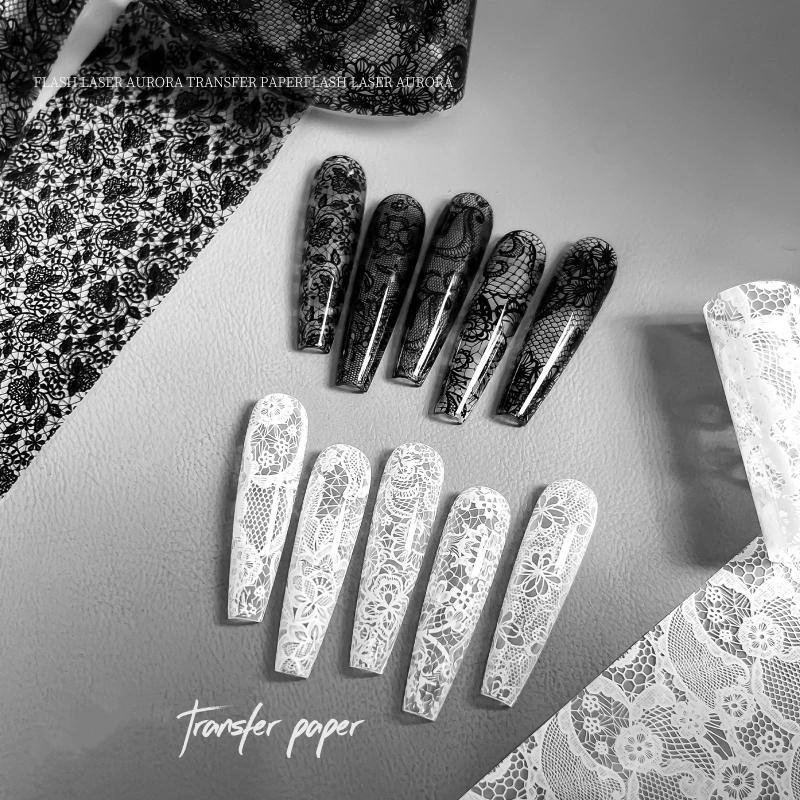 10 Rolls Sexy Lace Flower Nail Foils For Transfer Paper Sliders Floral Stickers Nail Art Decorations Manicure Decals