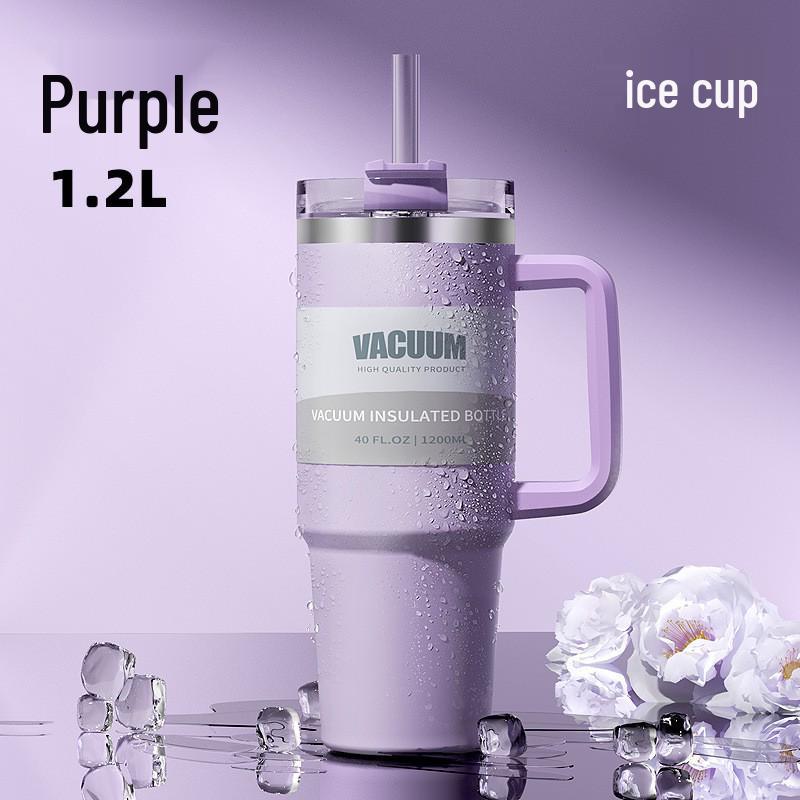 

40oz Large Capacity Stainless Steel Thermos with Straw for Office & Outdoor Fitness 1200ml світло-фіолетового кольору