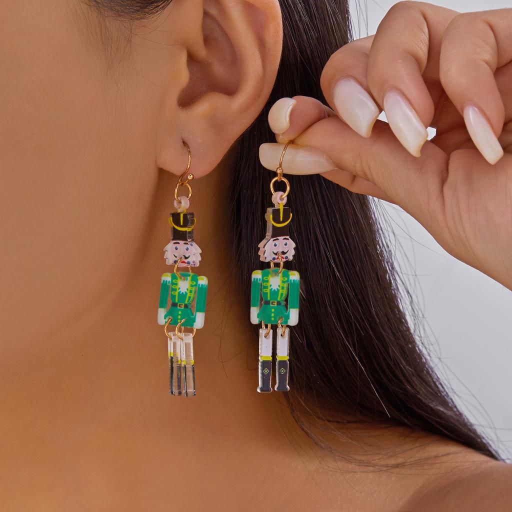 Cute Santa Claus Dangle Earrings For Women Acrylic Cartoon Snowman Elk Christmas Tree Bulb Pendant Earring Girls New Year Gift