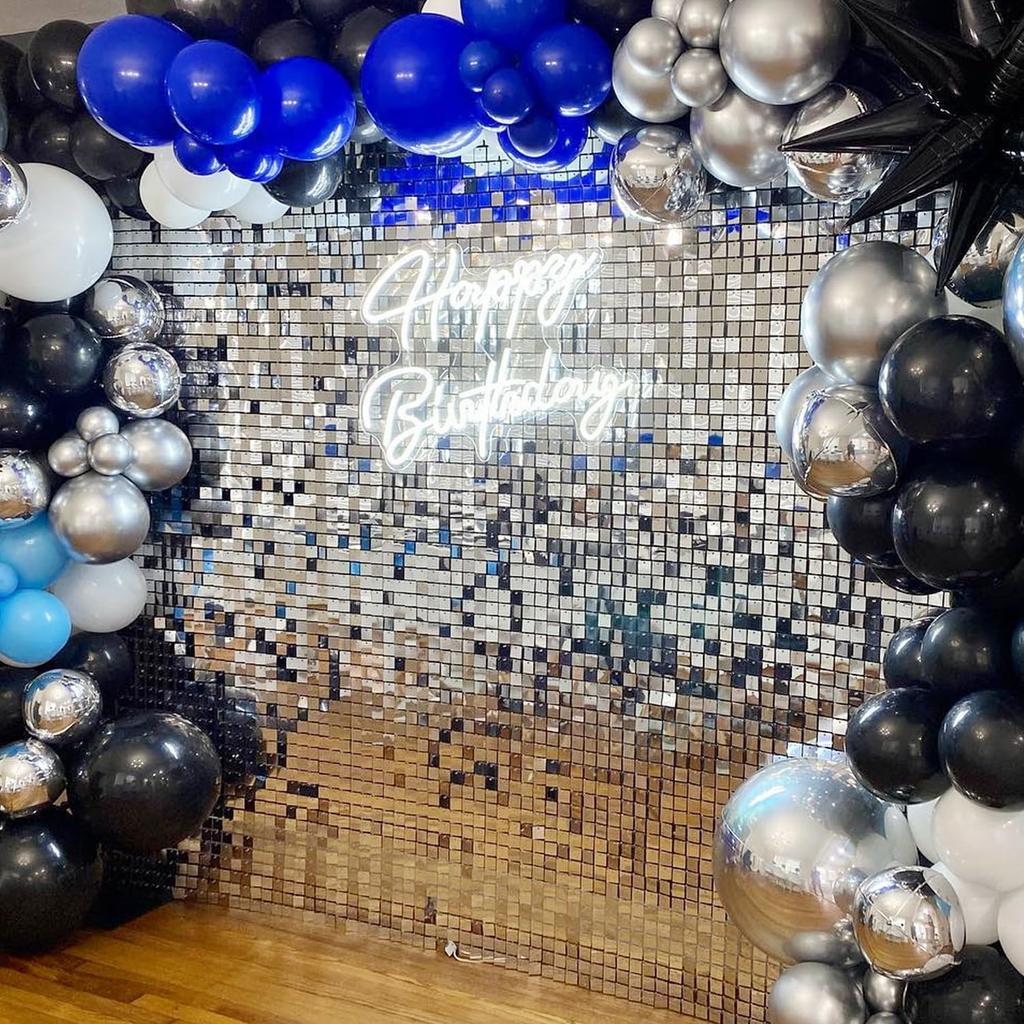 18-72PCS Shimmer Wall Backdrop Square Sequin Shimmer Backdrop Panel Party Photo Backdrops for Wedding Anniversary Birthday Decor
