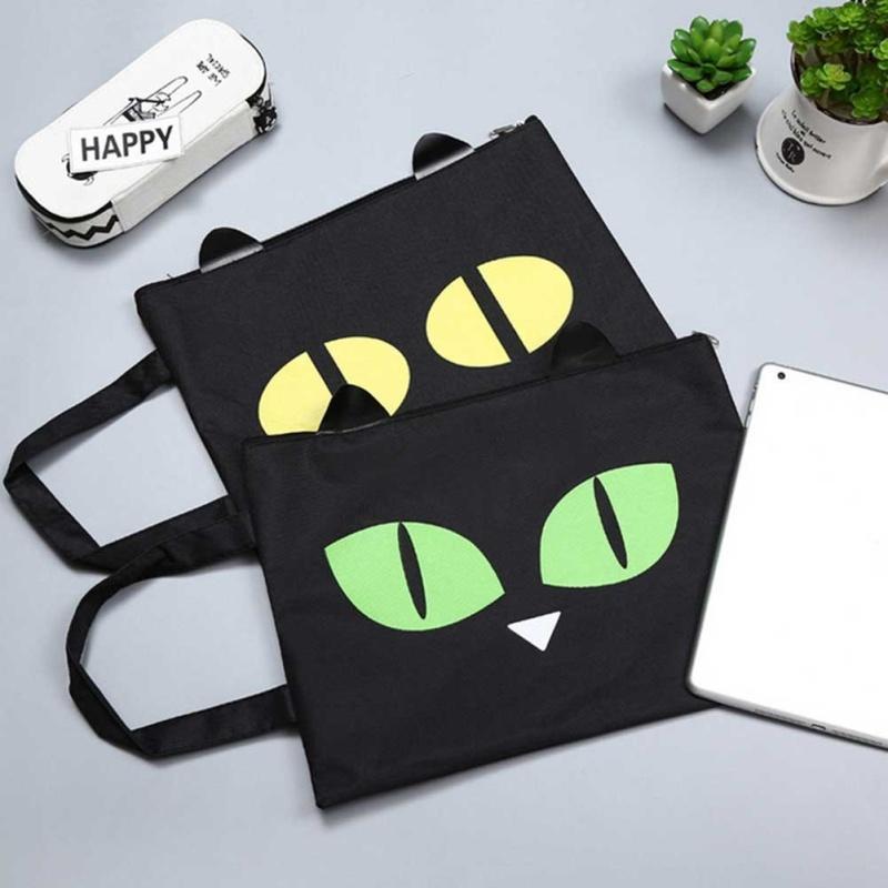 File Bag New Look Zipper A4 Cartoon Office Information Canvas Storage Creative Gifts School Students Supplies