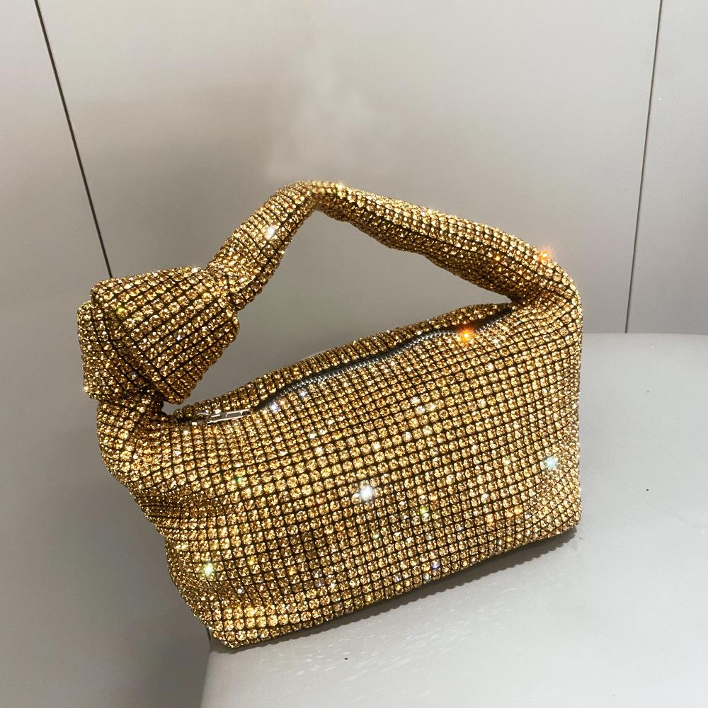 Women'S Bag Rhinestone Dinner Bag Big Diamond Knotted Hand Bag Fashion Full Diamond Armpit Bag Women'S Bag Small Bag