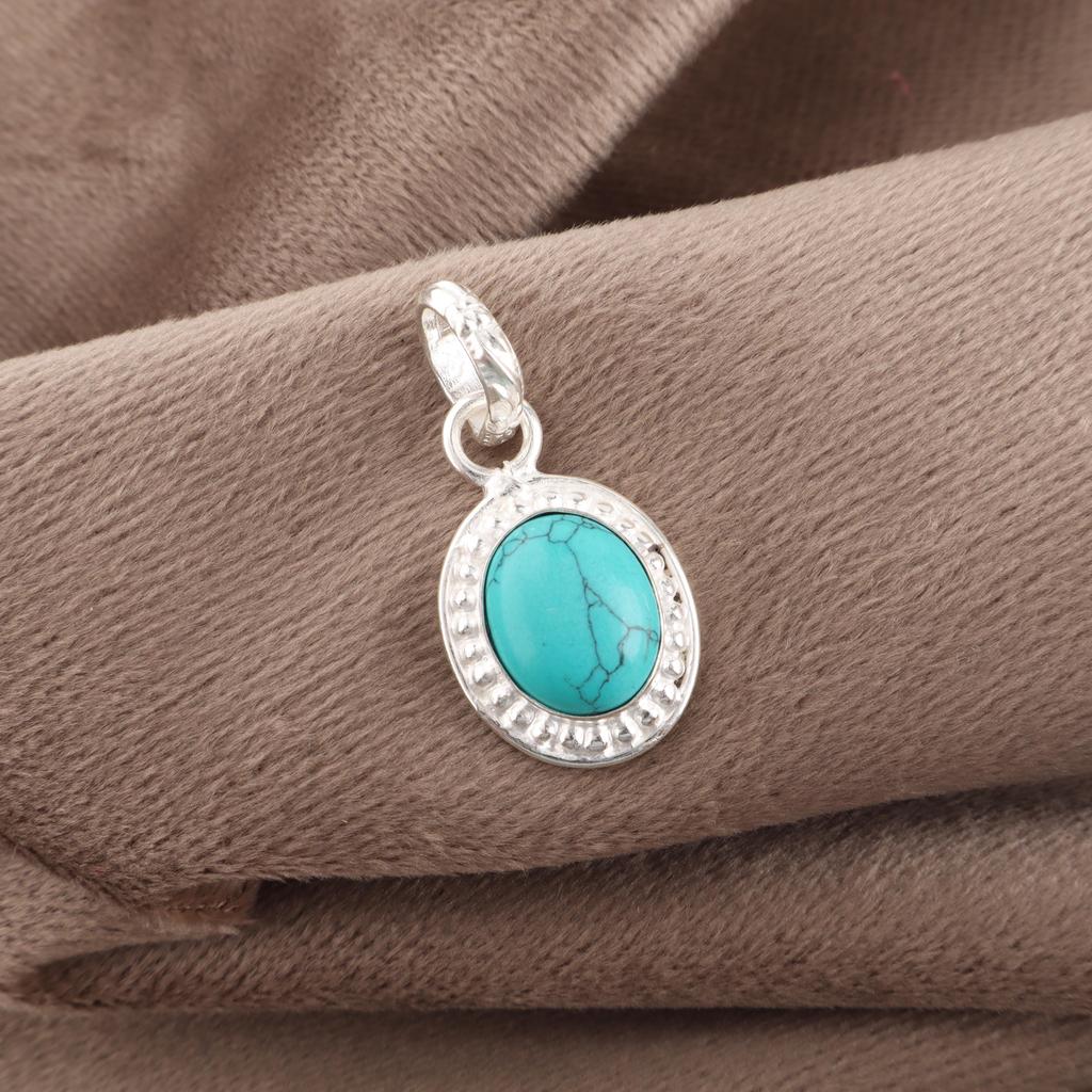 Magnesite Turquoise Gemstone Jewelry, Handmade 925 Solid Sterling Silver Jewelry, Gorgeous Silver Jewelry Pendant For Gift