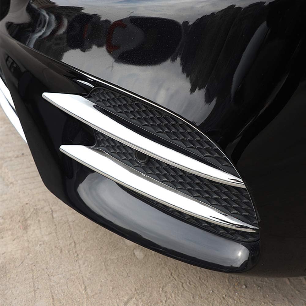 Chrome Front Corner Mesh Grill Molding Side Air Vent Fog Lights Exterior Cover Trims for Mercedes-Benz New E-Class W213 E300 Sedan Sport 2017 2018