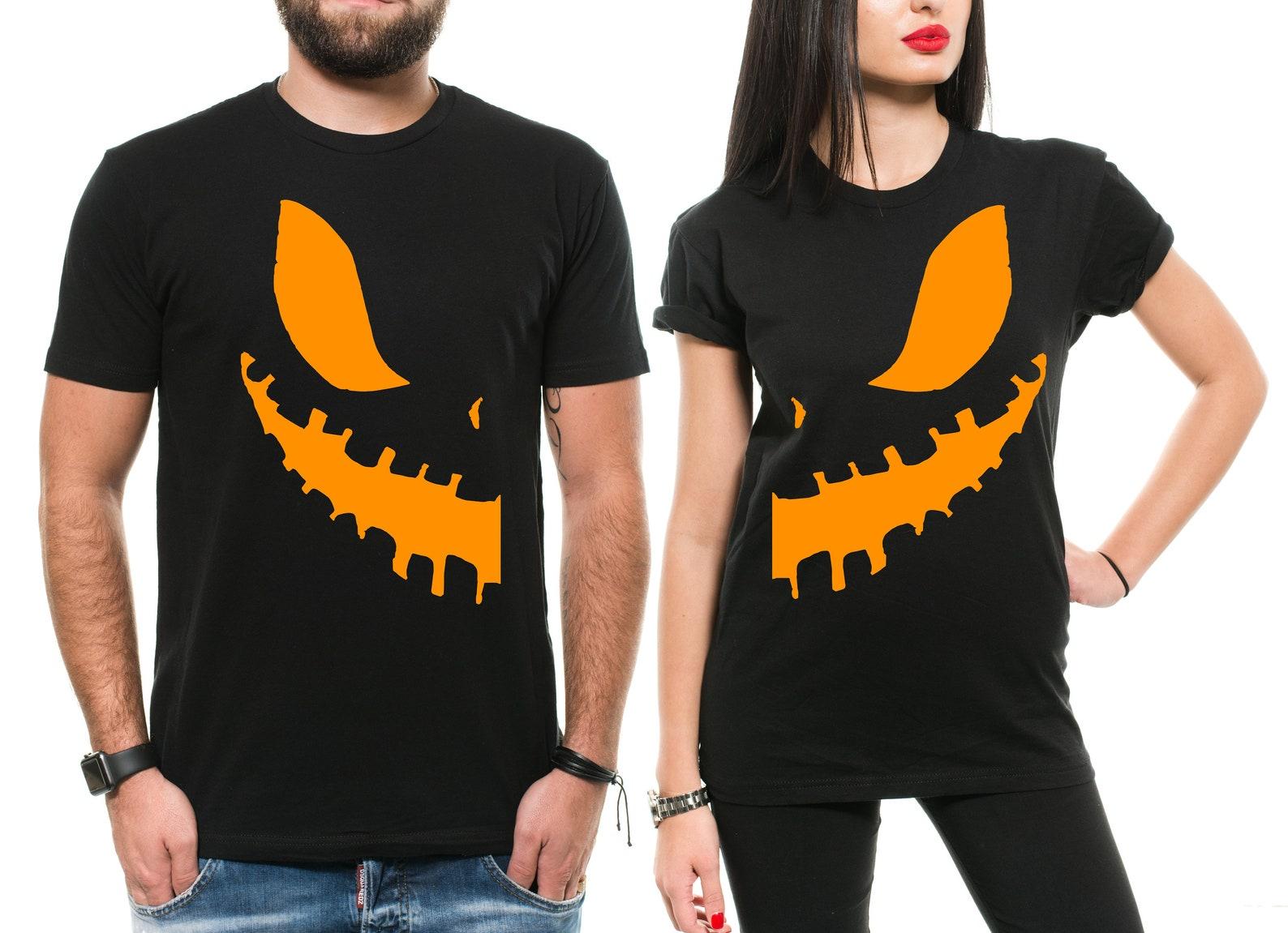 Halloween Couple Shirts: Smiling Jack-o -Lantern Costume Shirts 3XL