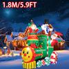 1.8M/5.9FT Inflatable Toy Train Christmas Decorations New Year Santa Claus Ornament Xmas Inflatable Party Outdoor Decor