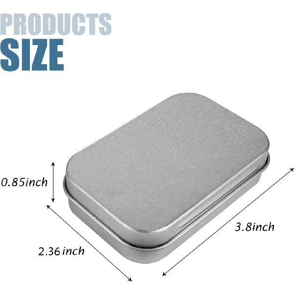 2 Pack Metal Tin Box with Lid,Rectangular Small Storage Container for Watercolor Pen Eraser,Jewelry,Candy,Craft Organize,Mini Portable Box Set