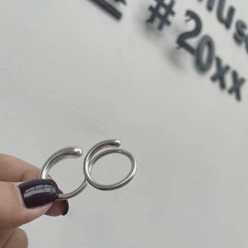 Unique Eyecatching And Open Double Ring In 925 Silver With Fashionable Gradient Design Women For
