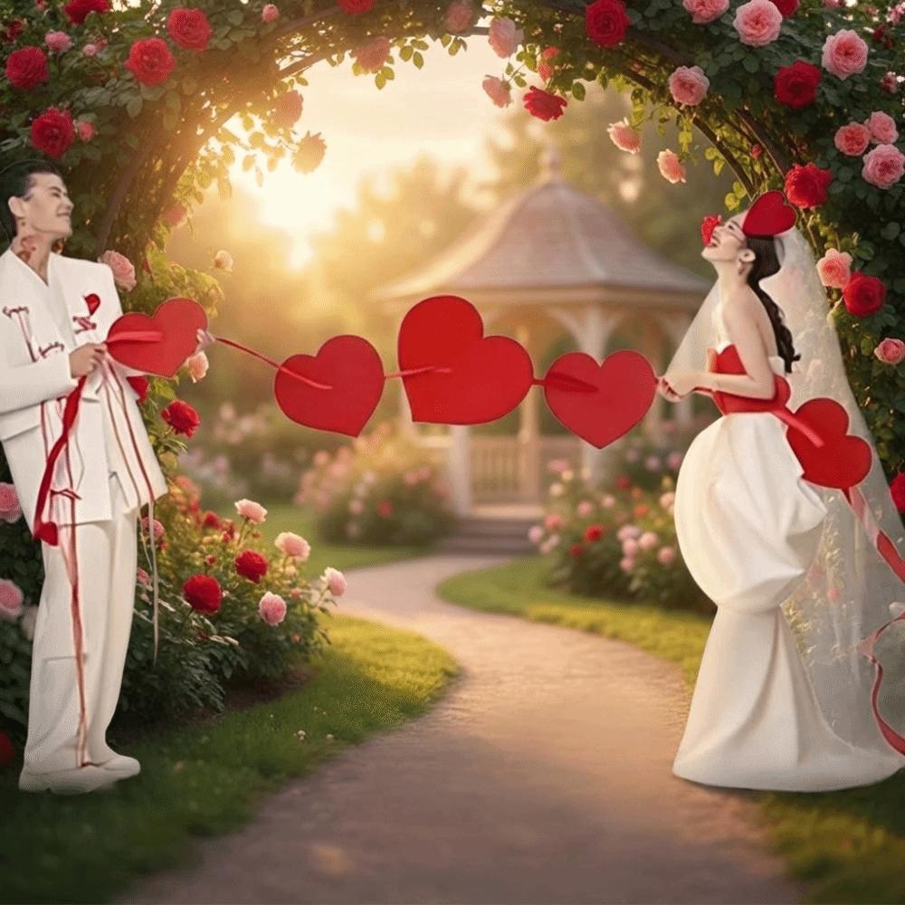 Red Heart-Shaped Banner Reusable Valentine's Day Banner Wedding Banner Garland  Birthday Party