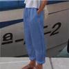 Cotton and Linen Solid Color Rolled Hem Casual Pants with Customizable Patterns