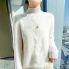 2024 Women's Autumn/Winter Wool Sweater - Solid Color, Thick Knit, Half-High Collar, Long Sleeve, Cable Knit Base Layer