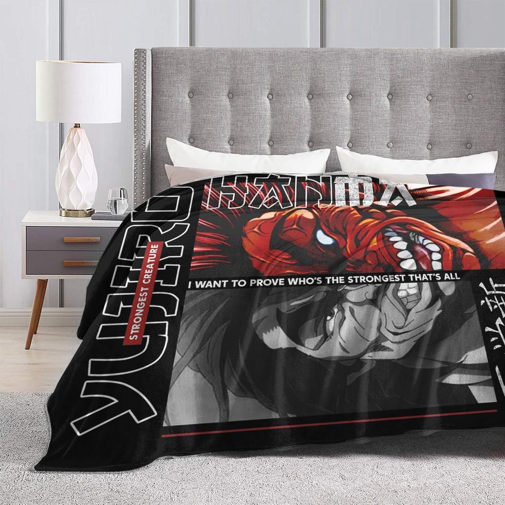 Yujiro Hanma The Strongest Creature Baki Blankets Flannel Winter Breathable Warm Throw Blanket for Home Travel Bedspread