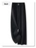 Women's 2024 Khaki Wool Blend Loose Fit Slimming Wide Leg Pants for Autumn and Winter