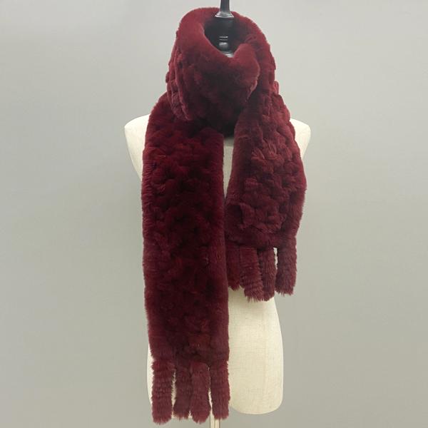 Natural Fur Scarf Fluffy Long Shawl Genuine Rex Rabbit Fur Hand Knitted Stylish Women Scarves In Winter Shawls 180cmx13cm