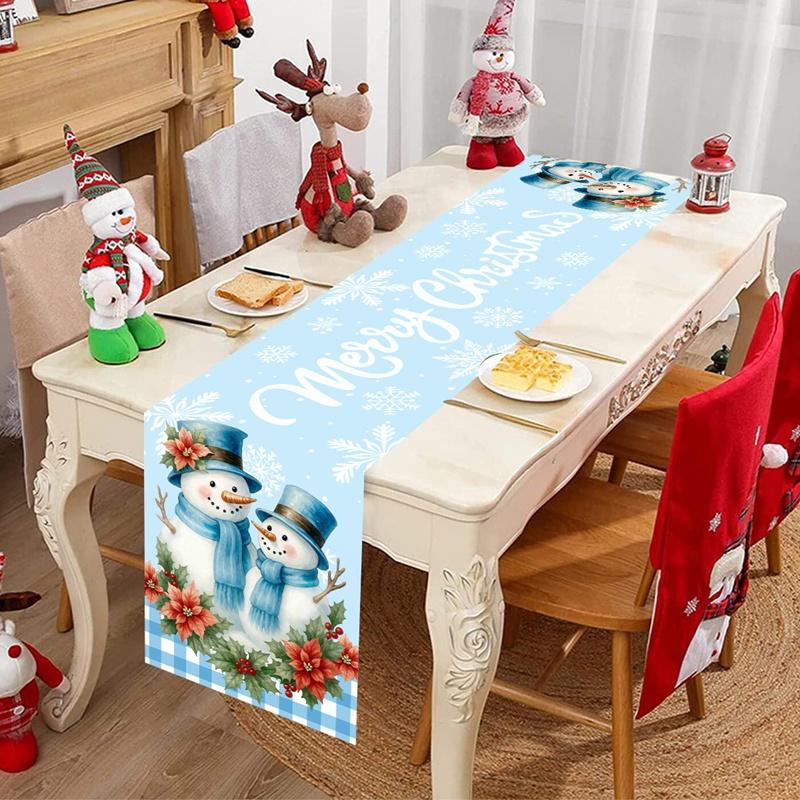 Christmas Table Runner Snowman Tablecloth Christmas Decorations for Home 2026 Navidad Noel Xmas Table Ornaments New Year 2026