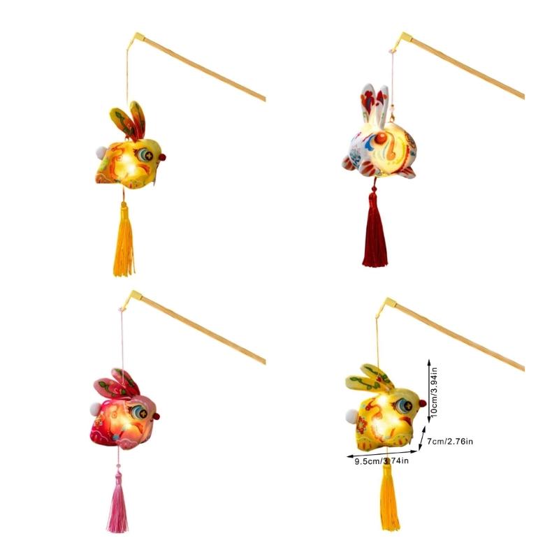 Handmade Fabric Rabbit Lamp Making Supplies Traditional Style Design With Glowing LED For Party Decoration