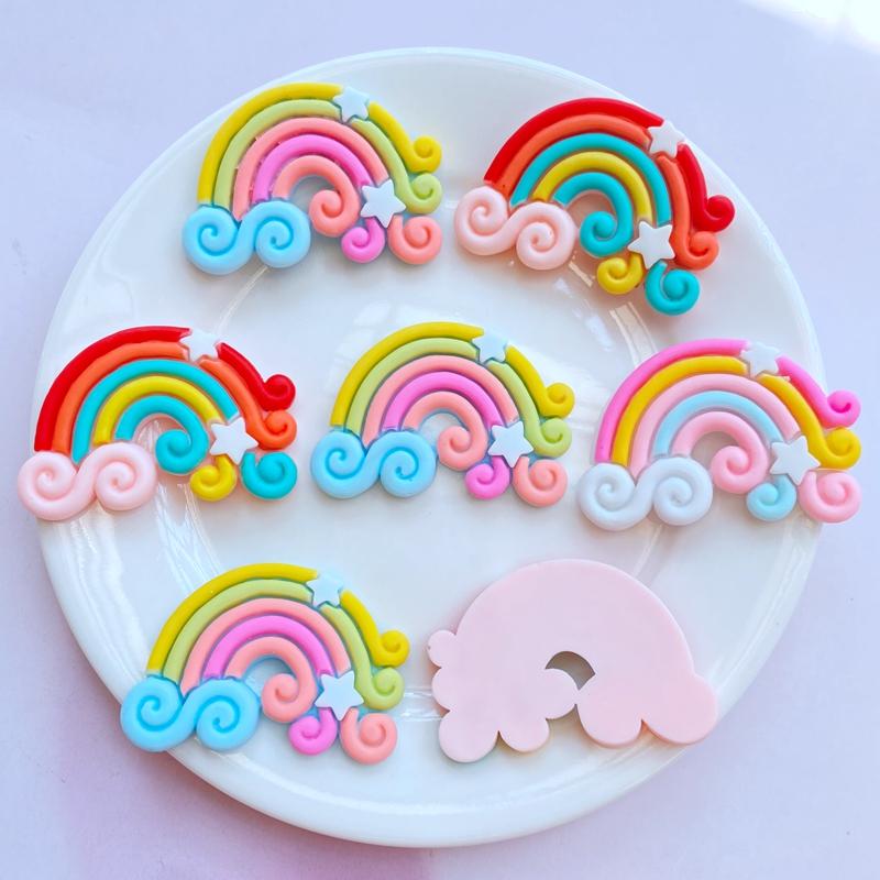 8Pcs New Mini Cute Rainbow Flat back Resin Cabochons Scrapbooking DIY Jewelry Craft Decoration Accessorie