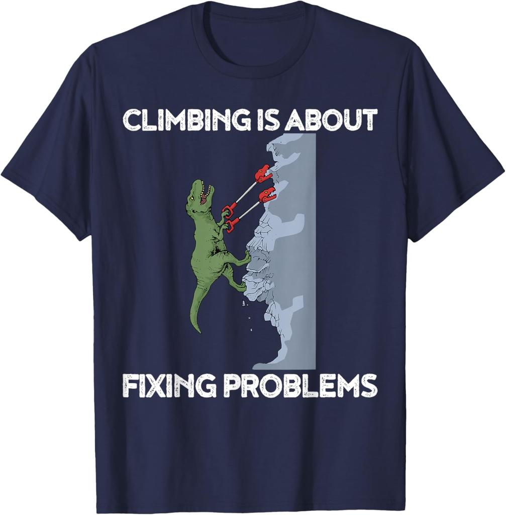 Funny Climbing TShirt TRex Rock Climber Dinosaur Tee TShirt