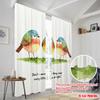 2pcs 2D Flat Printing Party Curtains Watercolor Birds Happy Sentiment Polyester Without Electricity Festive Wall Decor Use for