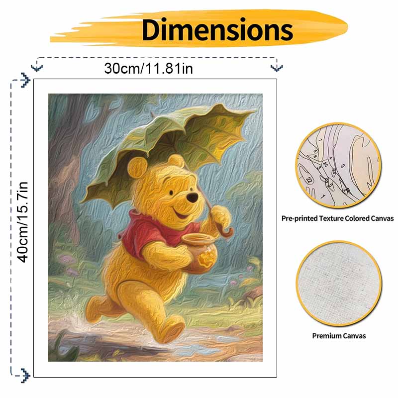 Disney Winnie the Pooh Rain Umbrella Honey Pot Digital Oil Painting Art Kit Hand Painted Home Decor