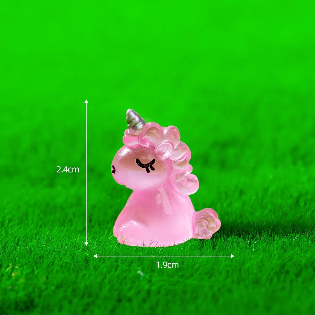 Adorable Cartoon Unicorn Figurine Resin Diy Miniature Night Light Decor Cute