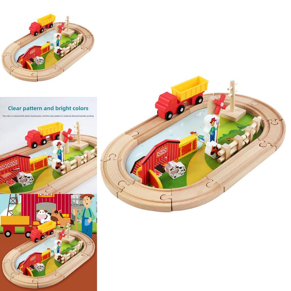 Houten Boerenpad Scène Bouwstenen Kinder Speelgoed Set Voor Kinderen Educatief Spel